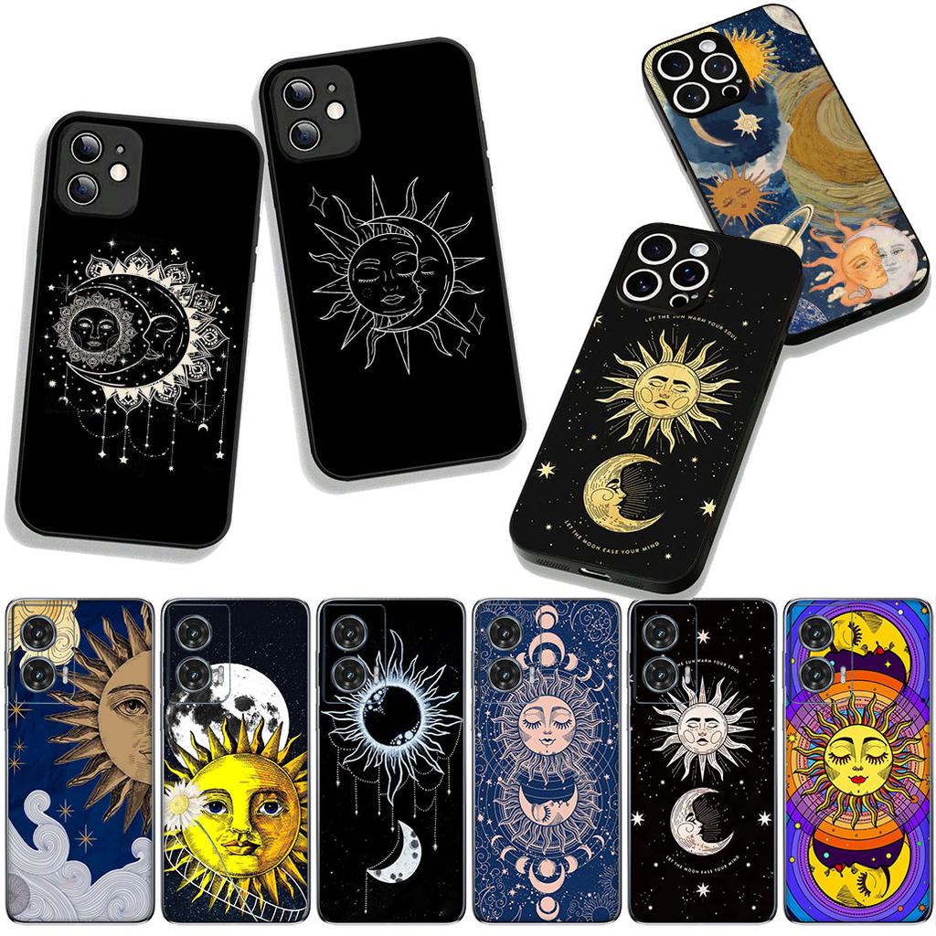 For OPPO A54 A40 A60 A80 A18 A16 A17 A38 A78 A79 A57 A55 A96 A15 A12 Phone Cover Case Funny Sun Moon Face Casing