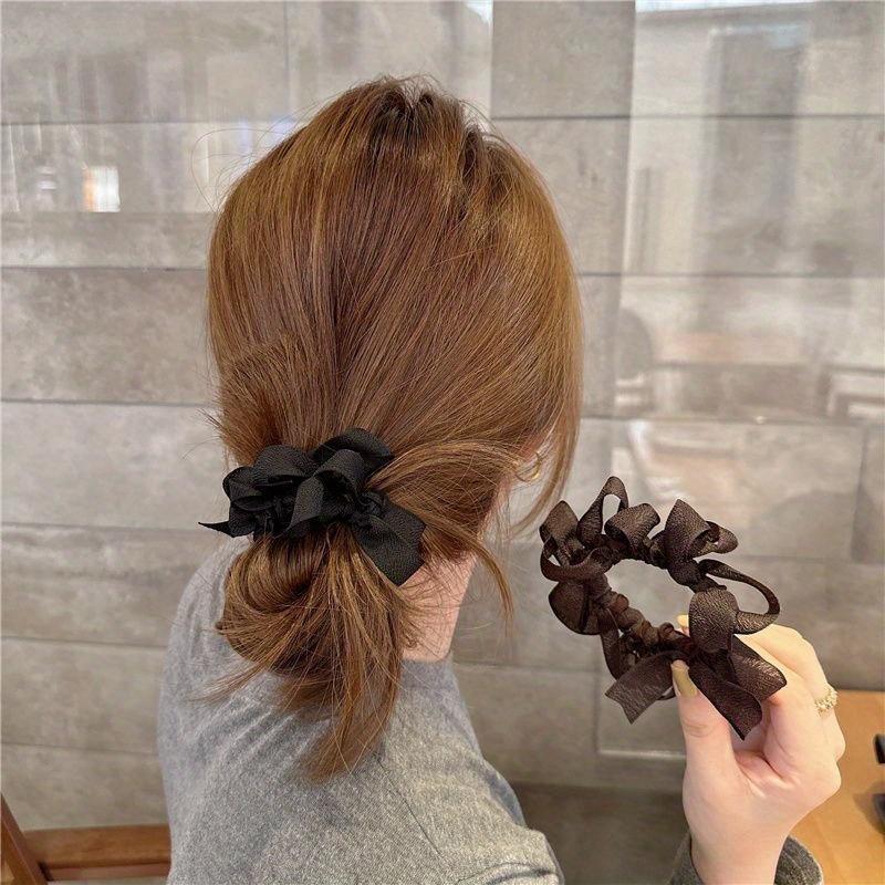 1PC Elegant French-style Vintage Bow Hair Ties Twisted Hair Bands with Secure Grip, Classic Women's Hair Accessories Suitable for Ponytails and Buns