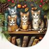2D flat hanging decorative signs,interior wall or door decoration,garden decoration,the pattern is four cute kittens,a housewarming gift for friends