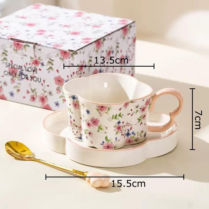 Plum Blossom Shaped Porcelain Cup&saucer Coffee Mug Tableware Dining Table Flower Mugs Afternoon Tea Teacup Fruits Juice Cup
