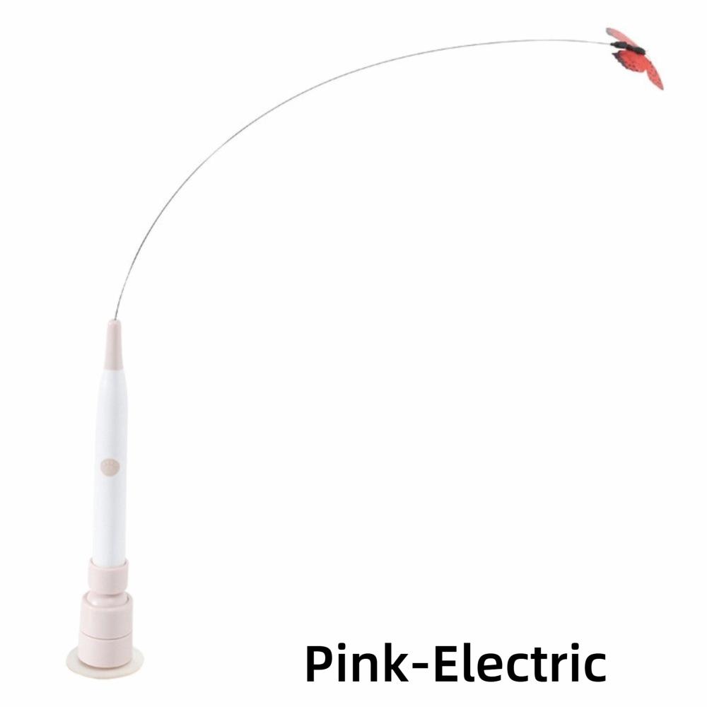 Switchable Butterfly Pattern Cat Teasing Stick Self-hilarity Relieves Interactive Automatic Cat Teaser 360° Swivel