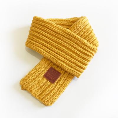 Short Scarf Knit Scarf Autumn Winter Fashion Minimalist Women Leather Tag Neck Warmer