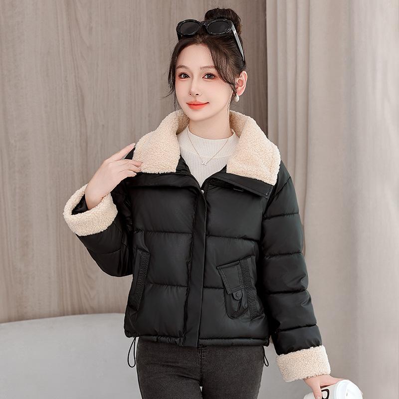 Women’s Short Lamb Wool Lapel  Winter Jacket