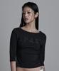 Aejeuyua Sewing Boat Neck Sleeve Black