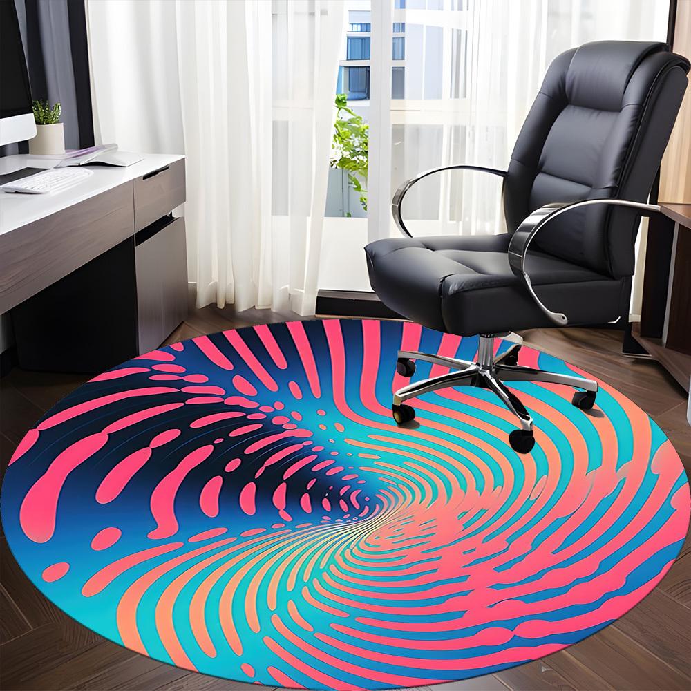 1pc Vortex Waves Office Round Area Rug,  Mat Suitable ForOffice, Under Office Chairs Bedroom Living Room Home Decor, Room Deco