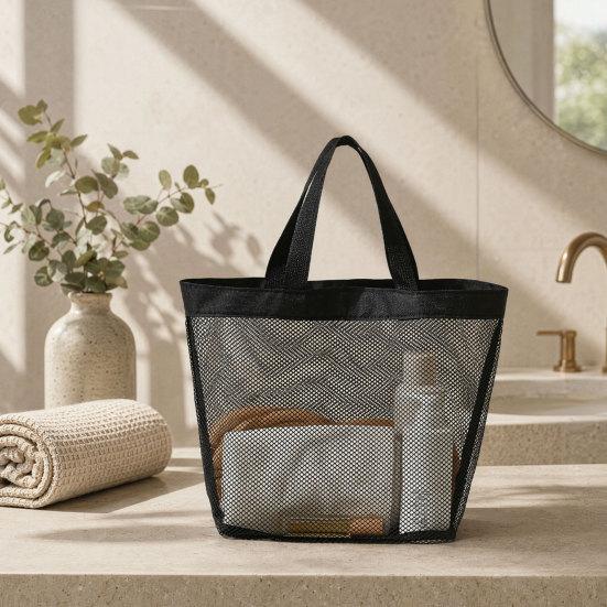 Mesh Beach Bag, Large Capacity Foldable Tote Bag, Sandproof Dirt-Resistant Portable Fitness Shower Bag, for Beach And Swimming Pool