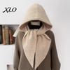 Women Winter Hat Knit Hooded Scarf Hat, Pullover Balaclava Hood, Soft Warm Ear Protection Skull Cap for Cold Weather Hood