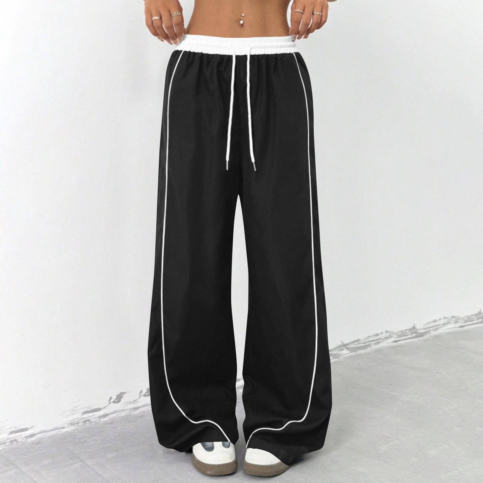 

Женские водонепроницаемые быстросохнущие брюки парашютисты, брюки с широкими штанинами, однотонные повседневные спортивные брюки XL чёрный