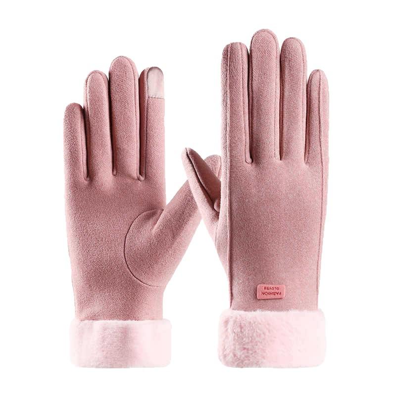Women's Winter Velvet Warm Touchscreen Cycling Gloves - Cute, Thick, Cold Protection