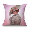 Elegant Lady With Hat Europe Victorian Era Classic Beautiful Woman Oil Painting Linen Sofa Throw Pillow Case Car Cushion Cover