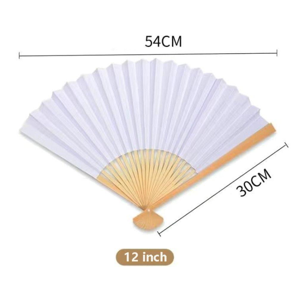 4Pcs 7/10/12 Inch Dance Folding Hand Fan Double Sided DIY White Blank Foldable Fan Classical Portable DIY Painting Fan