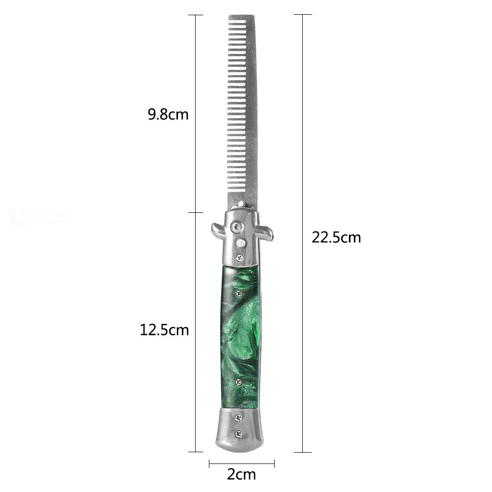 Knife Comb 3Colors Stainless Steel Switchblade Spring  Oil Hair Comb Foldable Hairstyling Brush  Comb  Comb