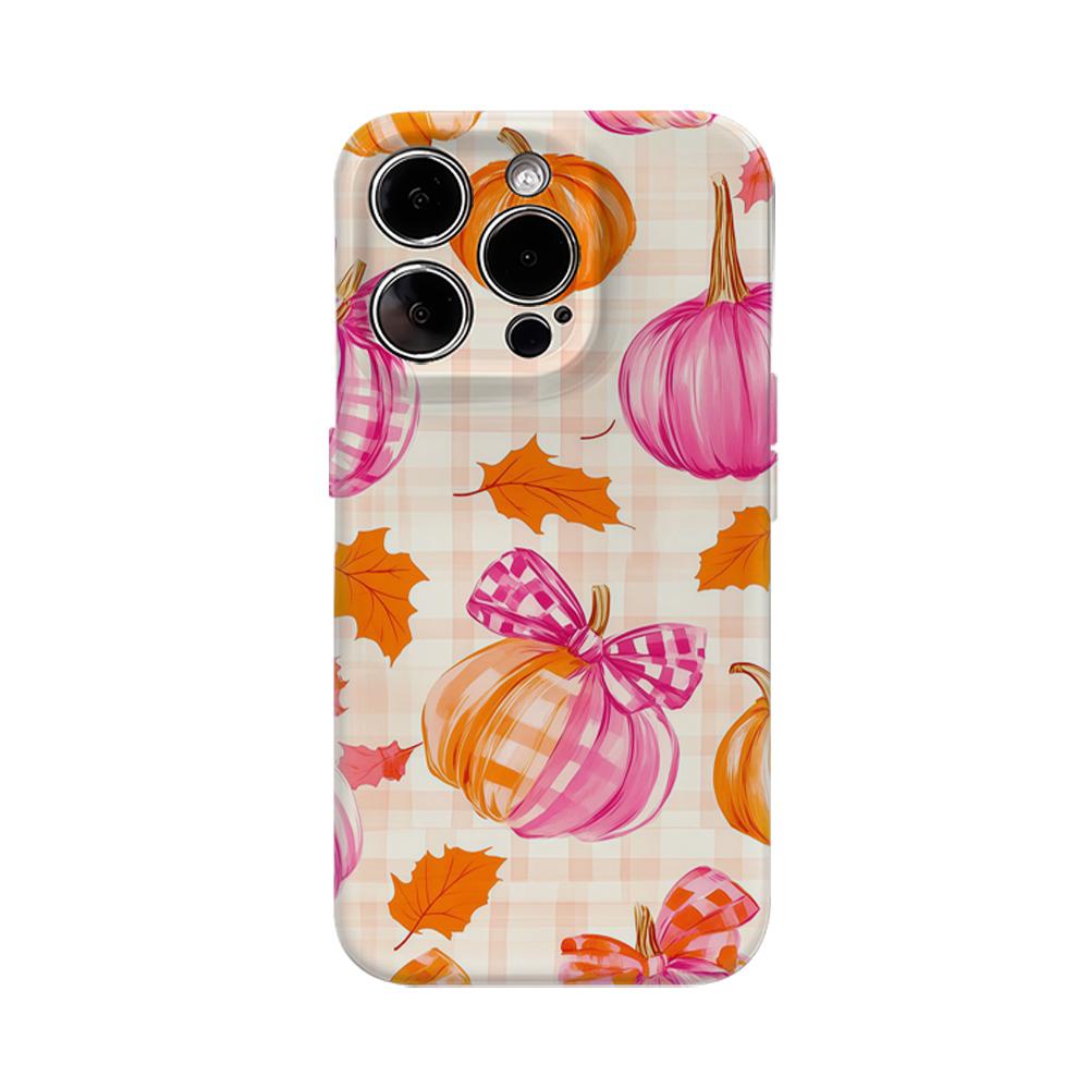 

Halloween Pink Pumpkin Plaid Phone Case for IPhone 16 15 14 13 12 11 X XS XR XSMAX 7 8 Pro Max Plus Double-layer Back Cover IPHONEXSMAX