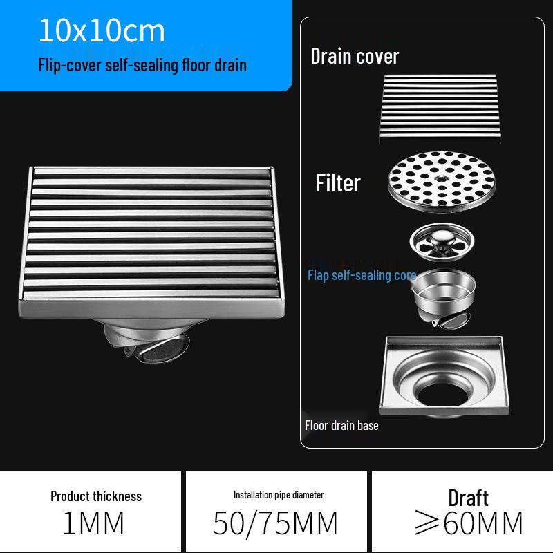 

Large 304 Stainless Steel Outdoor Courtyard Floor Drain - 15/30cm Deodorant and High Capacity.