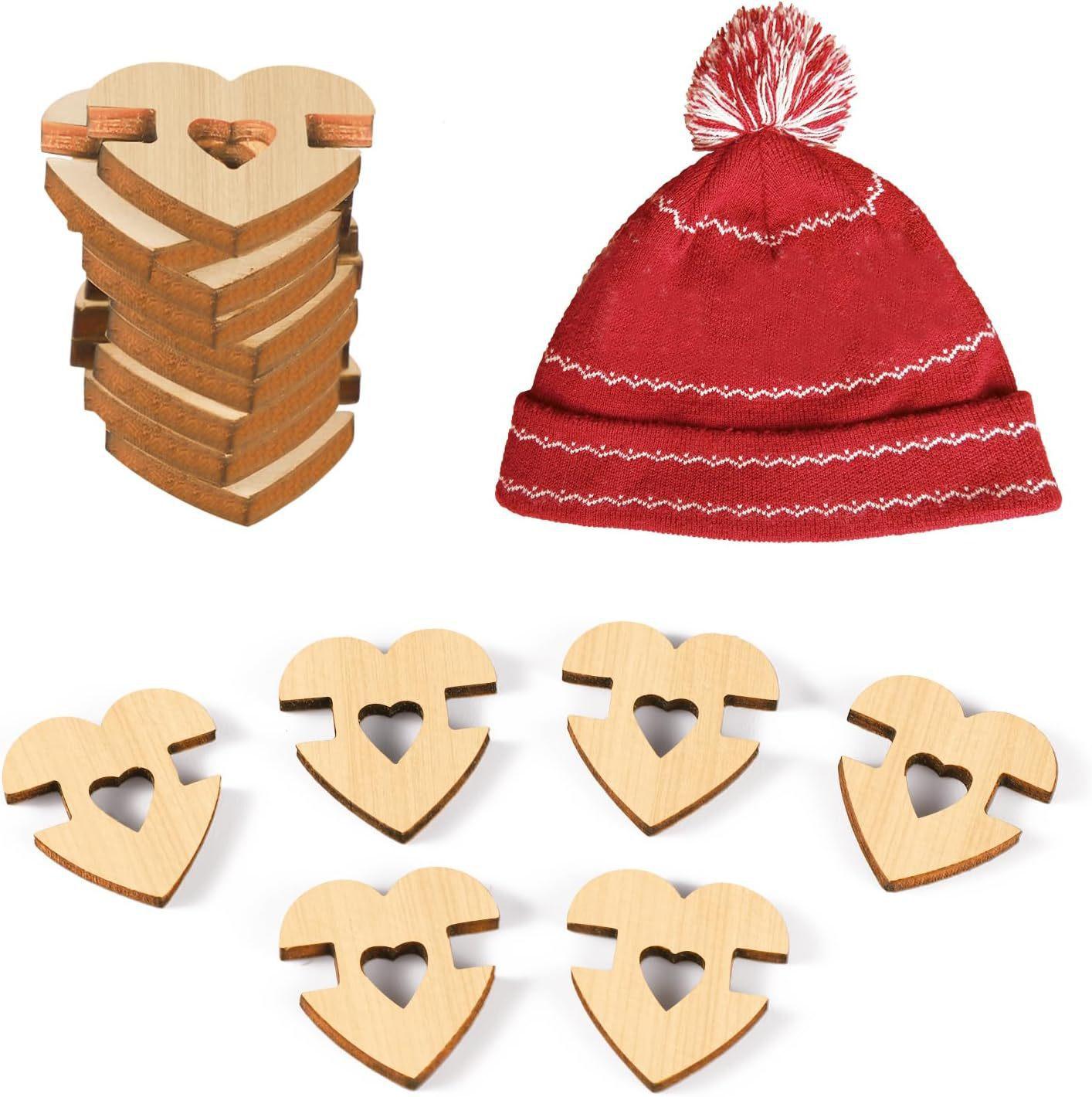 

Wooden Handmade Buttons Removable Faux Fur Pom Pom Holder Keepers Fastener for Knitting Beanies Caps DIY Craft Decoratio 30Pcs about 8g