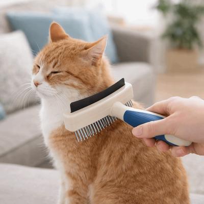 Stainless Steel Dog Grooming Brush Double-headed Non-slip Handle Cat Knotting Comb Movable Comb Needle with Hanging Hole