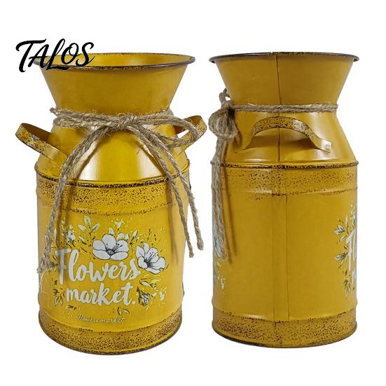 Lightweight Metal Vase Rustic Milk Can with Handle, Vintage Jug for Retro Fresh/Dried/Artificial Flowers, Distressed Flower Container Home Decor