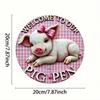 Vintage Pig Metal Wall Art Farmhouse Decor Kitchen Iron Sign