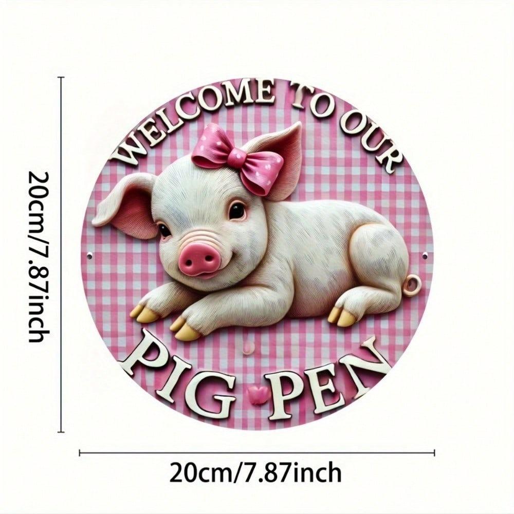 Vintage Pig Metal Wall Art Farmhouse Decor Kitchen Iron Sign