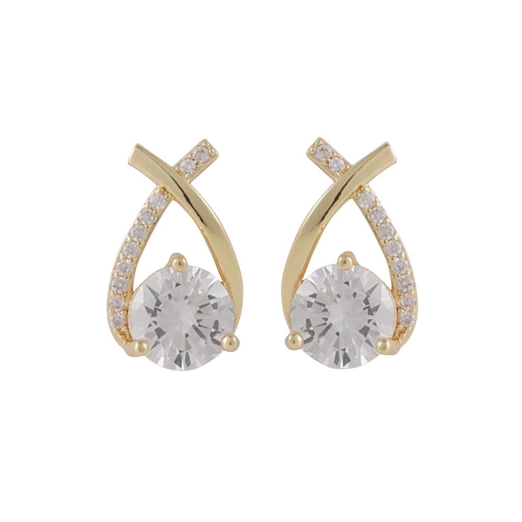 New Korean Small Perfume Wind Net Red Earrings Temperament Female Cross Zirconia 925  Needle Earrings Stud Earrings