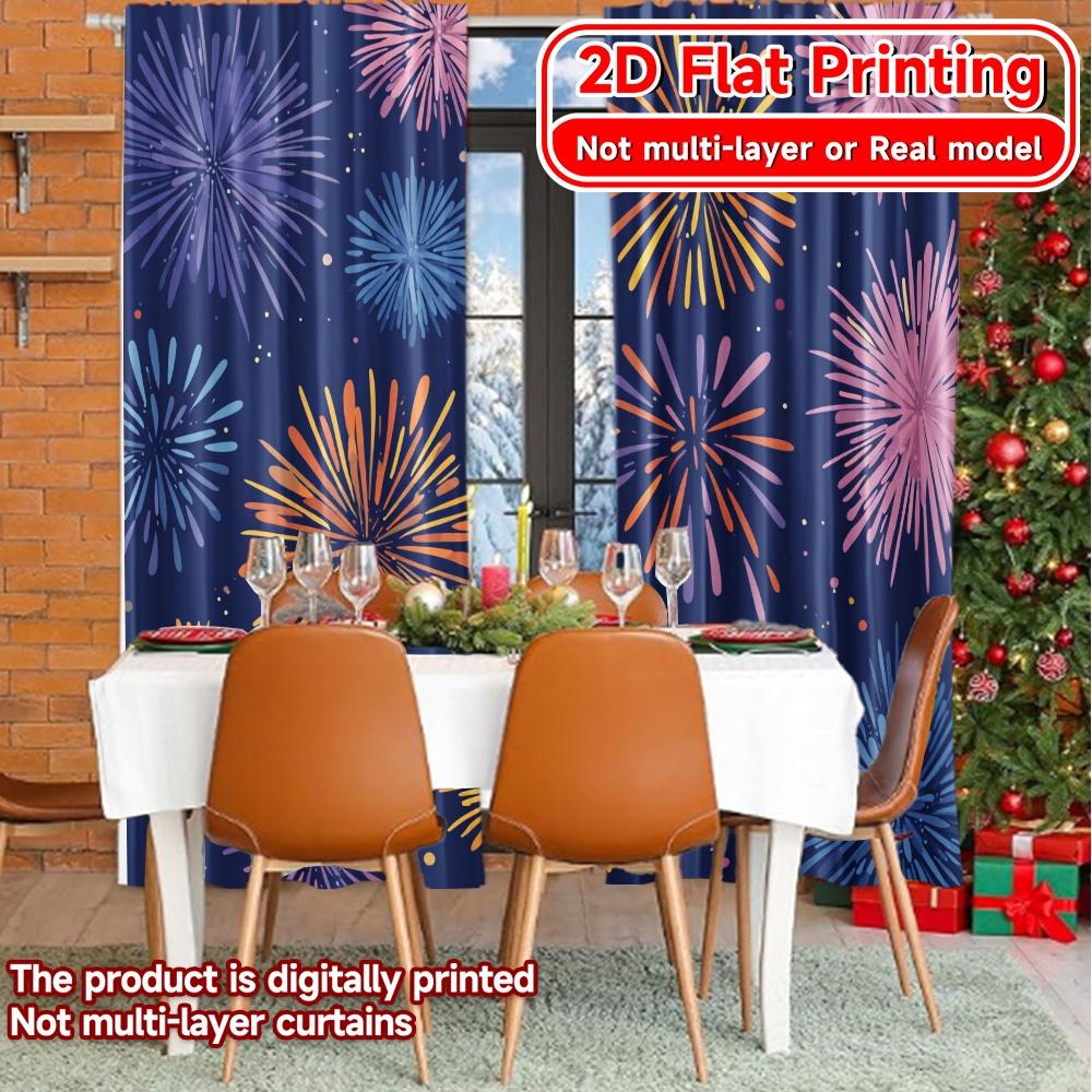 Set Of 2 Contemporary Flat Printing Festive Cheers Modern Curtains Polyester Decorations Grey Semi Transparent Curtain