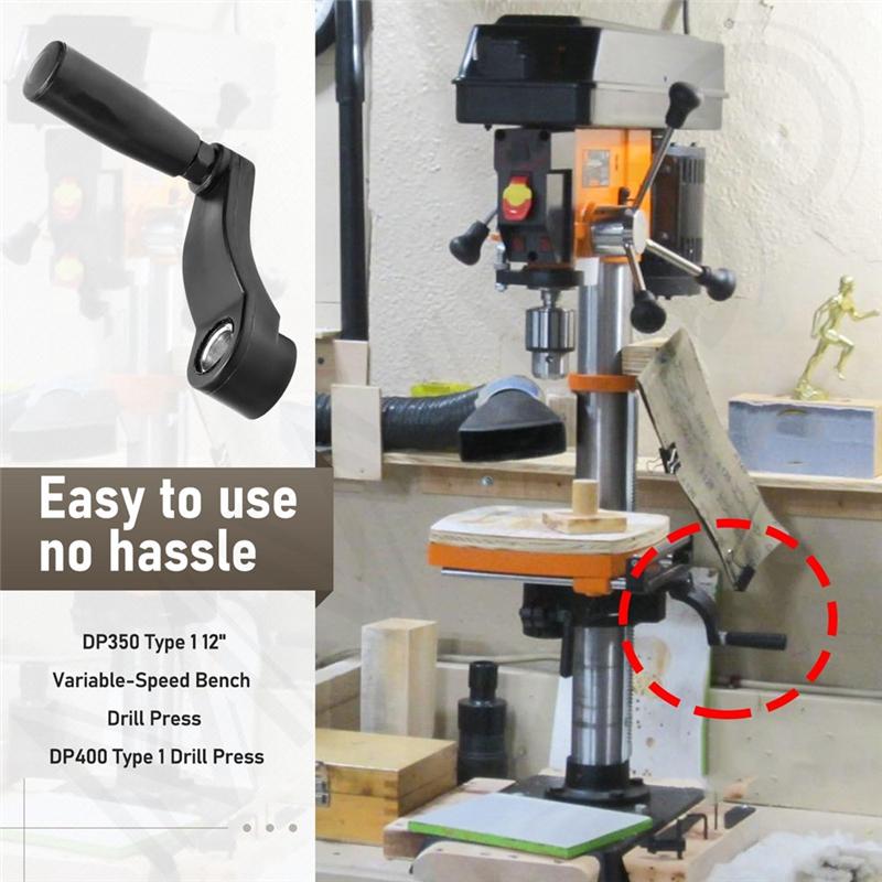 

AD23-Ручка підйому столу свердлильного верстата P/N 1344258 Для столу свердлильного верстата, 14.5 мм (9/16 дюймів) Діаметр підйомного валу чорний