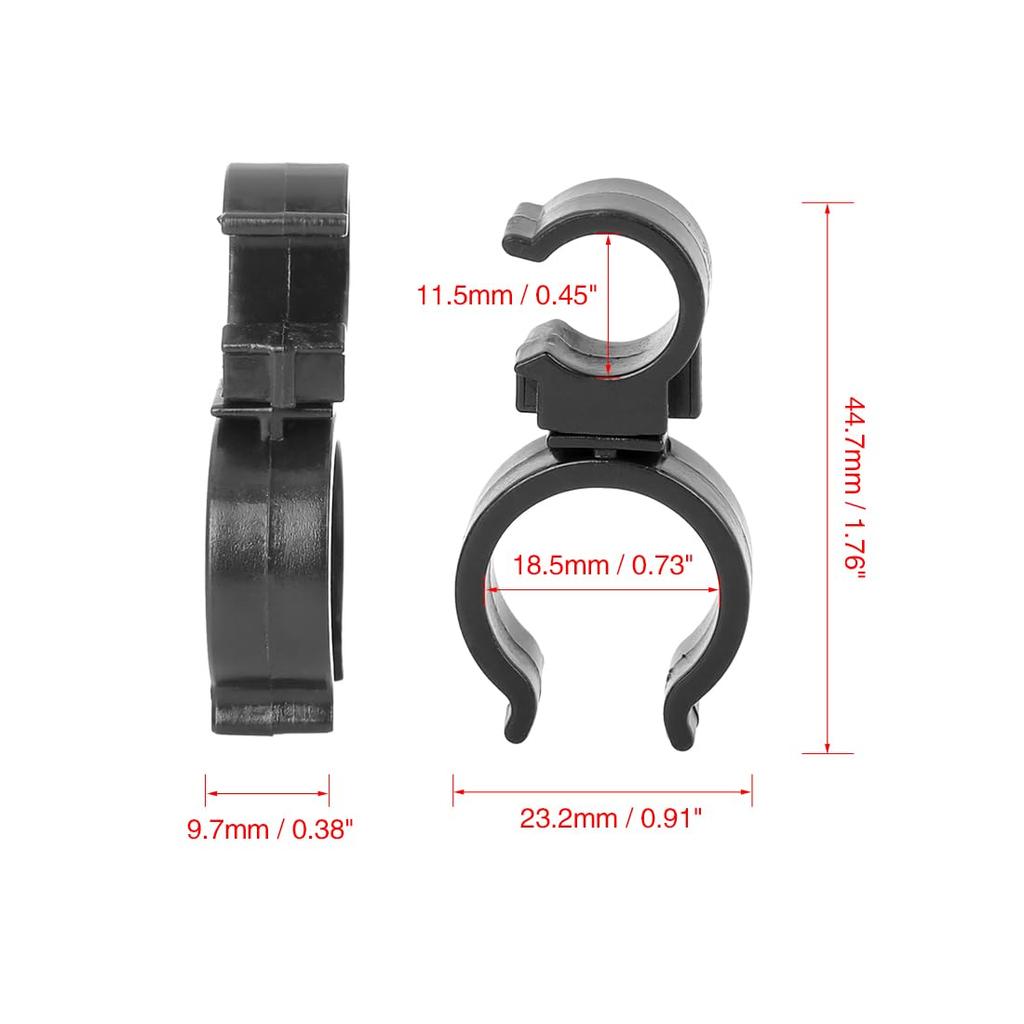 uxcell Pipe Clip Retainer 23.2x44.7mm Plastic Double Hole Holder Clamp Vehicle Fastener Black 5pcs
