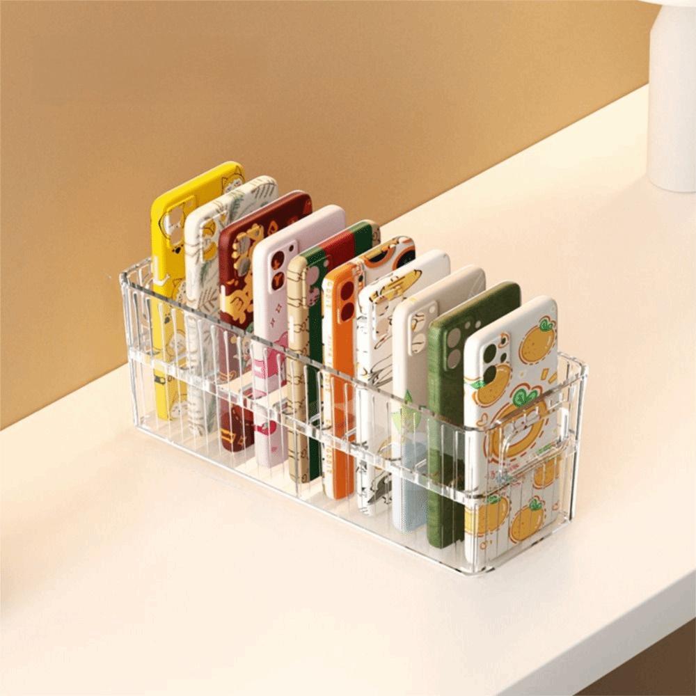 Removable Dividers Phone Case Organizer Transparent Clear Cosmetics Container Cabinet Storage