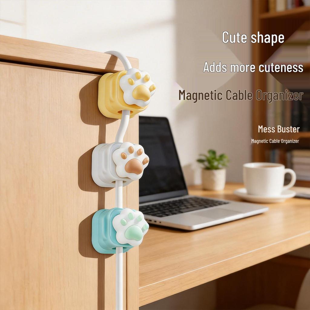 Magnetic Cable Organizer: No-Drill Desktop Storage & Management for Charging/Data Cables