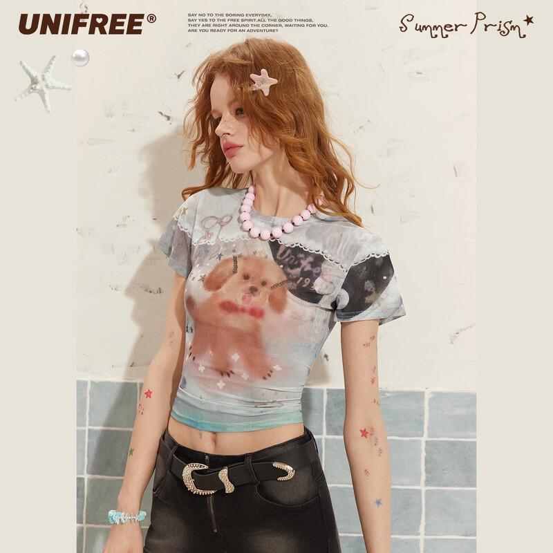 UNIFREE Slim-Fit Pet Print T-Shirt S