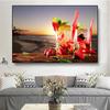 Modern Fresh Fruit Juices and Cocktails Canvas Painting Summer Sea Wall Picture Posters and Prints for Living Room Decor Cuadros