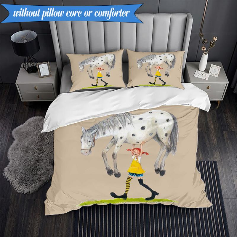 Pi-ppi And Horse Friendship 3pcs K-pop music group Bedding set,Ideal for Bedroom, Dormitory,Including Duvet Cover And 2pcs Pillowcases,Fan gifts