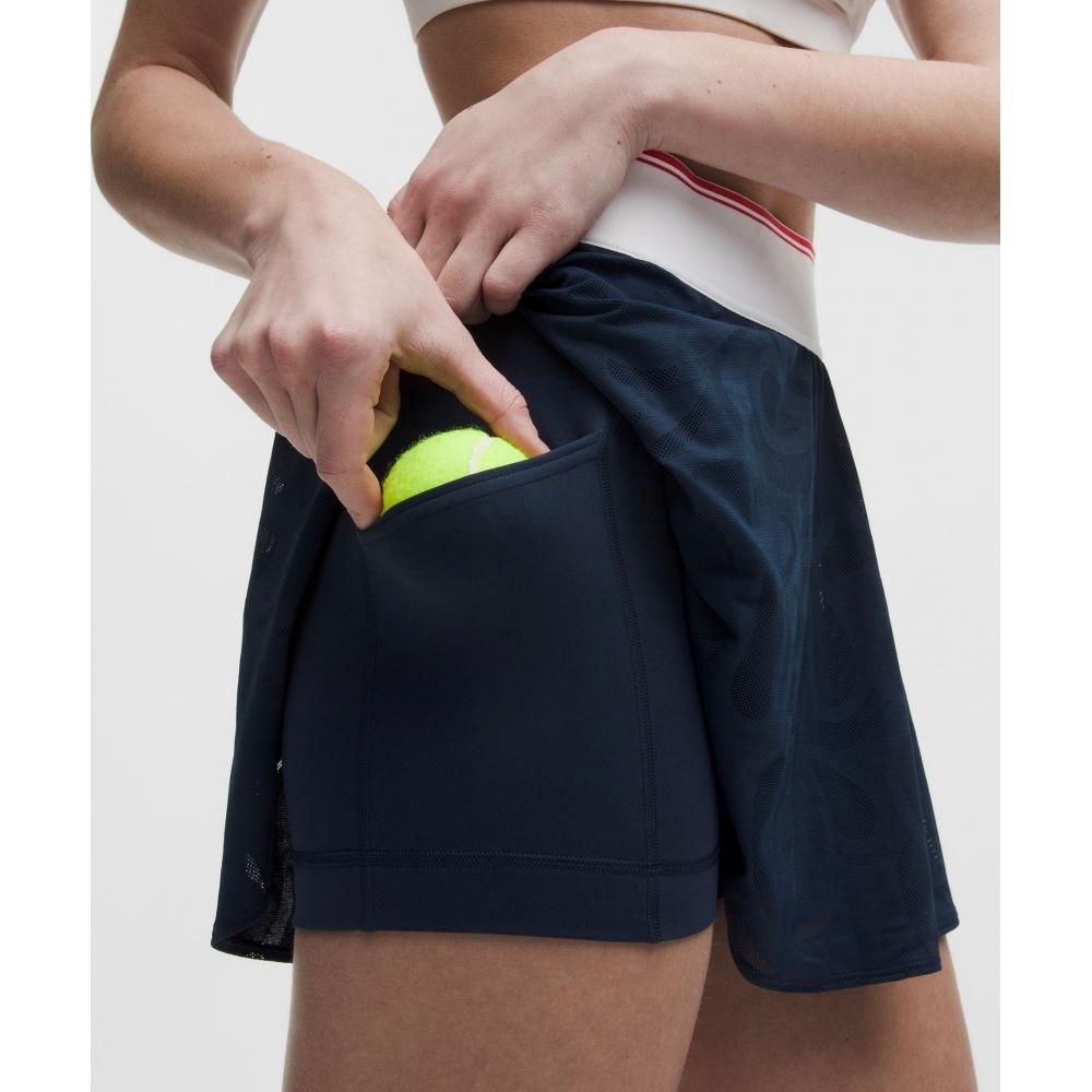 Lullulemon Paisley Mesh High-Rise Tennis Skirt Clbl Wht Oxfd