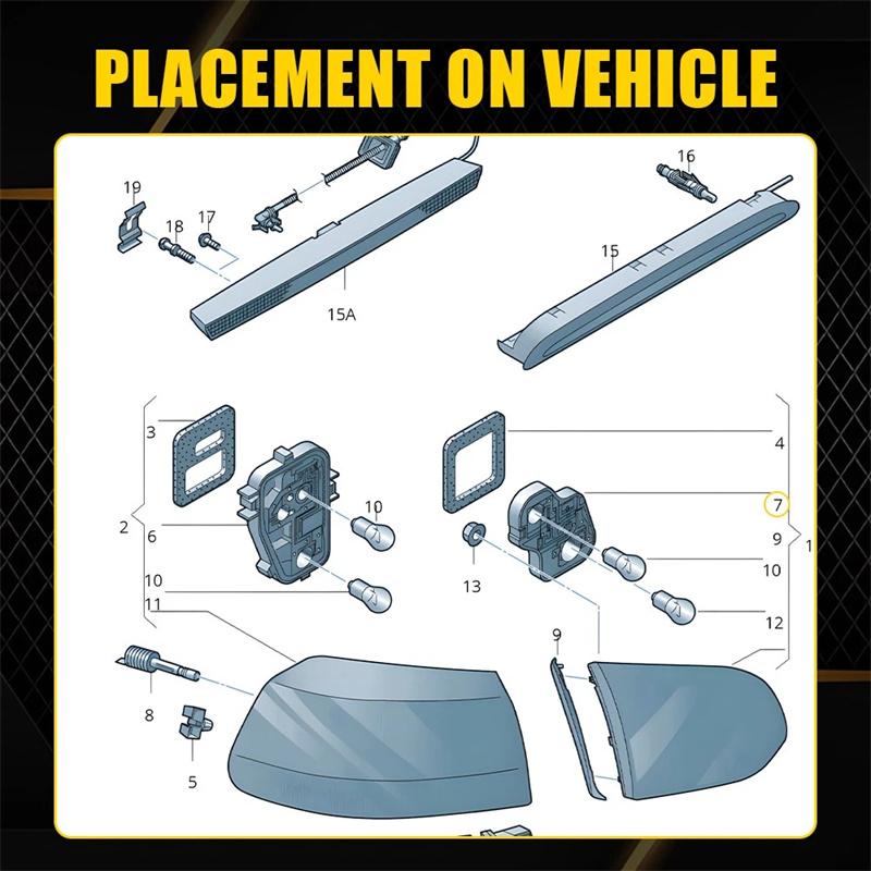 Für VW Golf 6 Mk6 2009-2013 5K0945259 Hintere Linke Seite Innen-Rücklicht-Glühbirnenhalter Rücklicht-Glühbirnenhalter