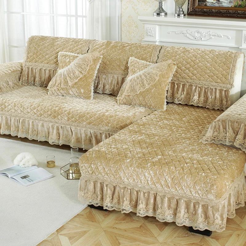 Европейский стиль большой юбка диван коврик четыре сезона плюшевые противоскользящие — фото 5