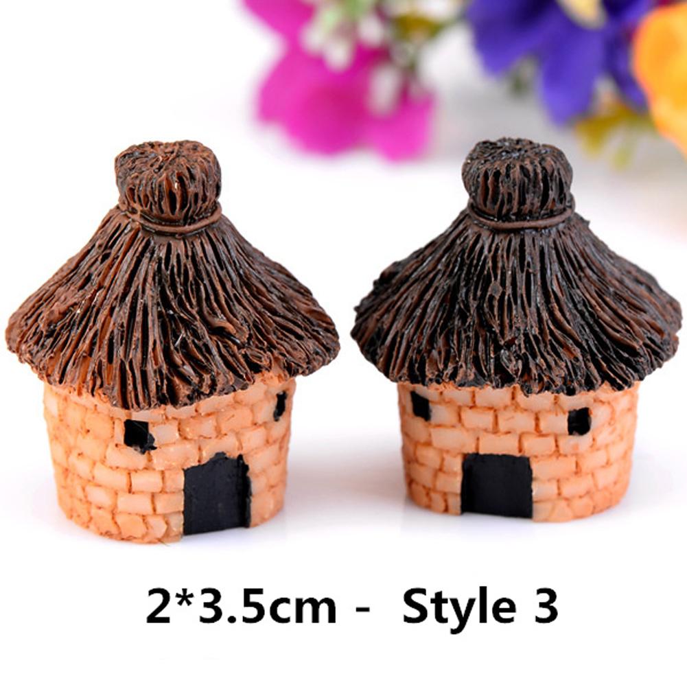 Micro Landscape Thatched Cottage House Creative Crafts Zakka Style Resin Miniature Garden Figurine