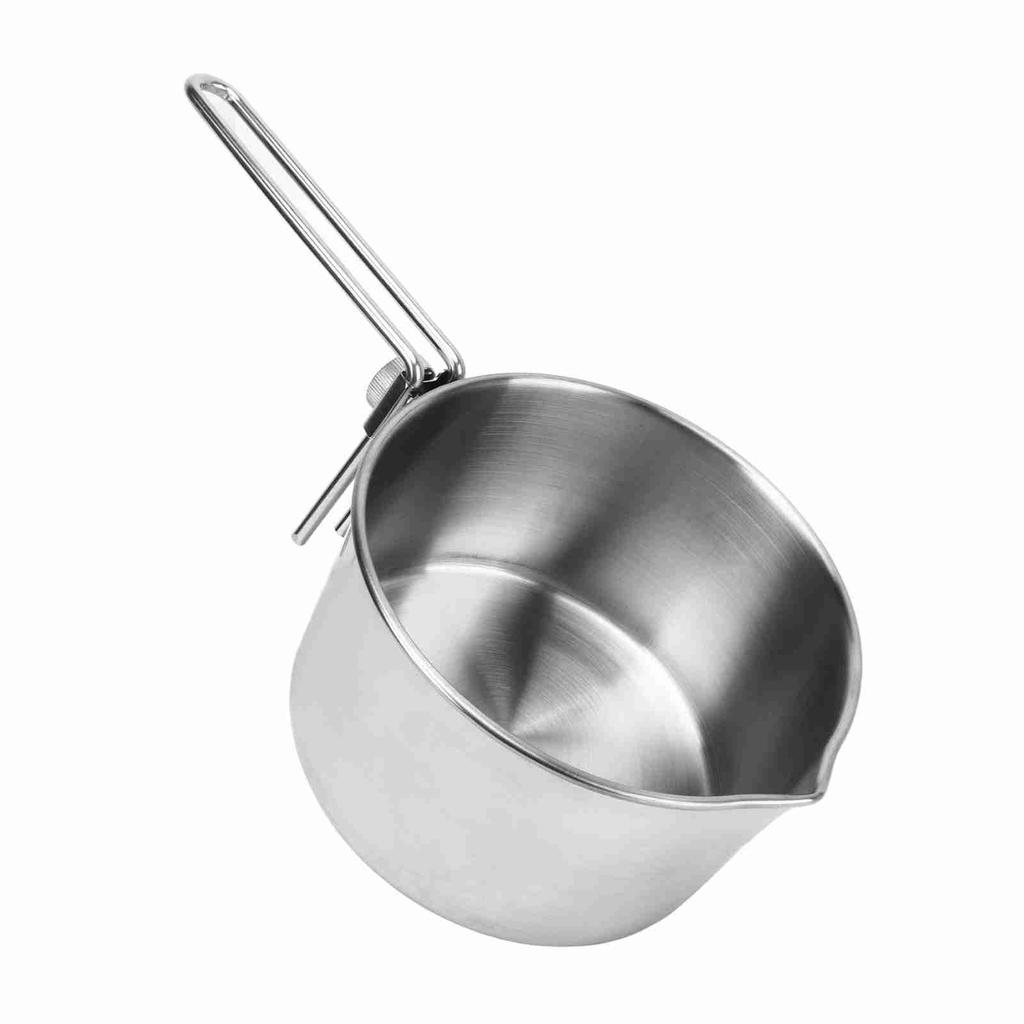 Camping Pot 304 Stainless Steel Portable Camping Kettle with Foldable Handle for Picnic Hiking 1L