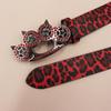 Y2K Leopard Print Rhinestone Tiger Claw Punk Women's Leather Belt