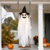 Reusable Fabric Ghost for Trees Halloween Light Up Hanging Decoration, Spooky Large on A Illuminated Decor Store Windows Swing with Witch Hat