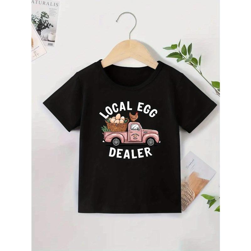 

European sizes Boys And Girls New Casual Short-Sleeved T-Shirt Summer Children S Round Neck Clothing Printed T-Shirt 98cm чёрный