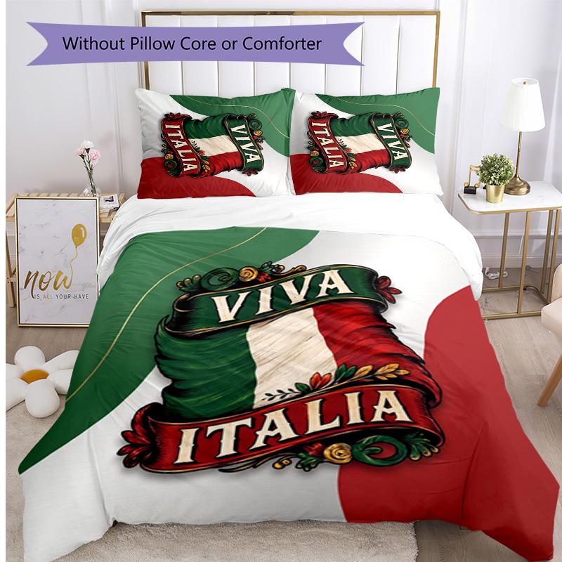 Italy Football Printed Bedding 3 Piece Set Cozy Breathable Bed Cover Set as Housewarming Holiday Gift