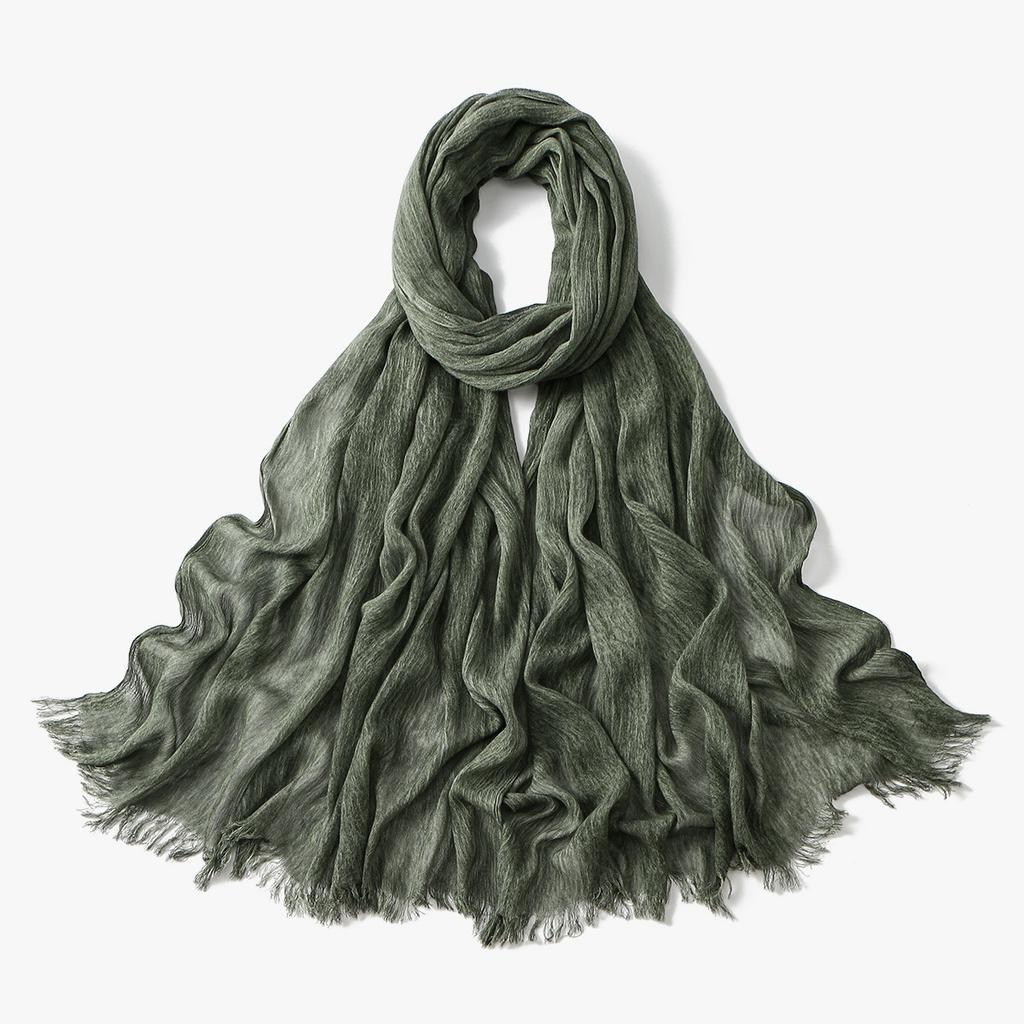 190x80cm Crinkle Hijab for Women Muslim Scarf Shawl Tie-dye Headscarf Solid Color Islamic Turban Ramanda