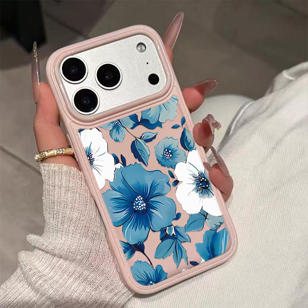Blue Premium Flower Phone Case For IPhone 17 17Air 16 15 Case For IPhone 11 13 12 14 Pro Max 16 15 14 Plus Cover Case Funda
