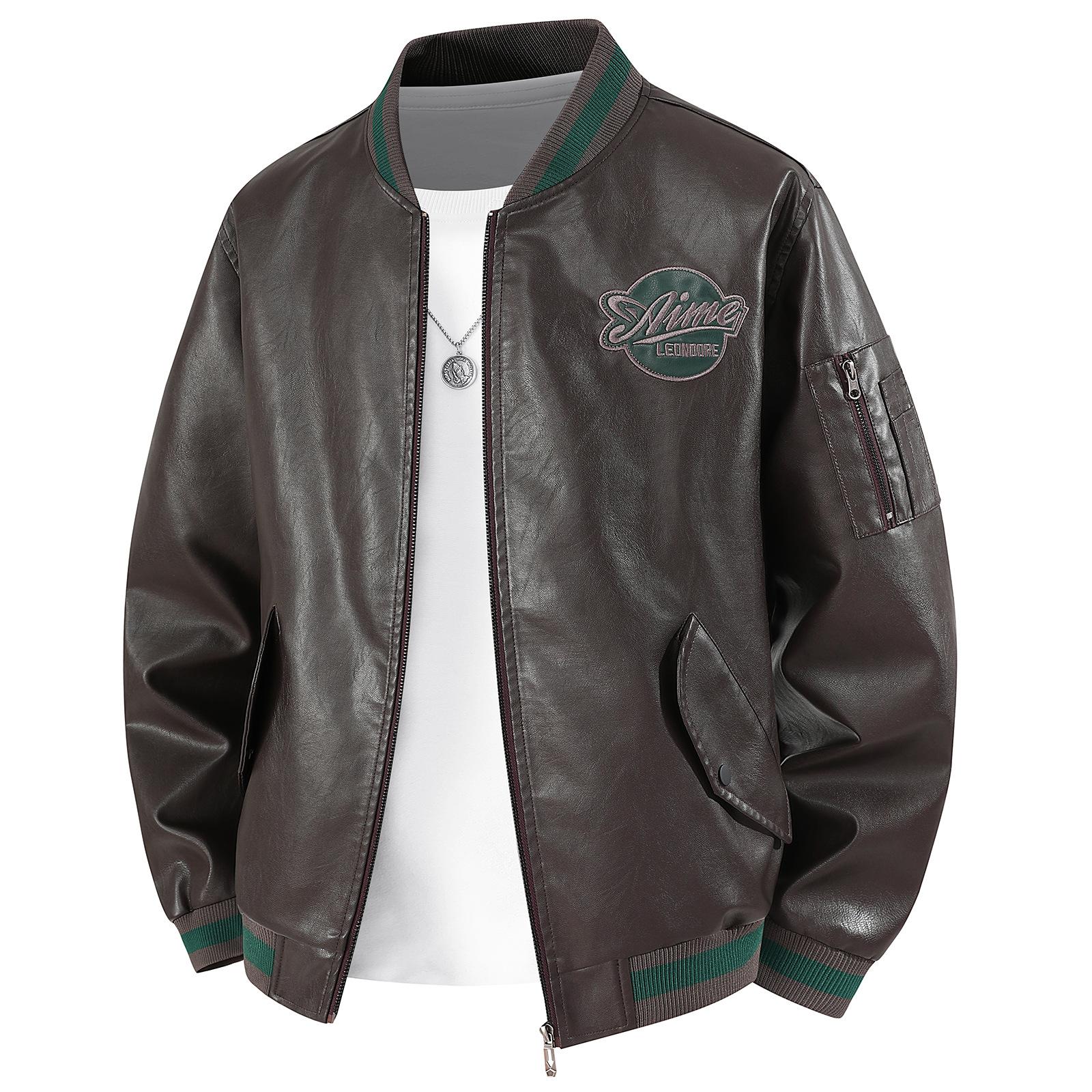 

Fashionable PU Leather Jacket for Autumn and Winter, Men s Jacket for Men s Motorcycle Clothes, Large-size Leather Jacket for Autumn and Winter 8XL коричневый