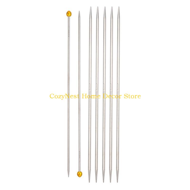 92MF 7Pcs Stainless Steel Knitting Needle Set Double Pointed Head Knitting Needle Single Pointed Knitting Needle for Beginner
