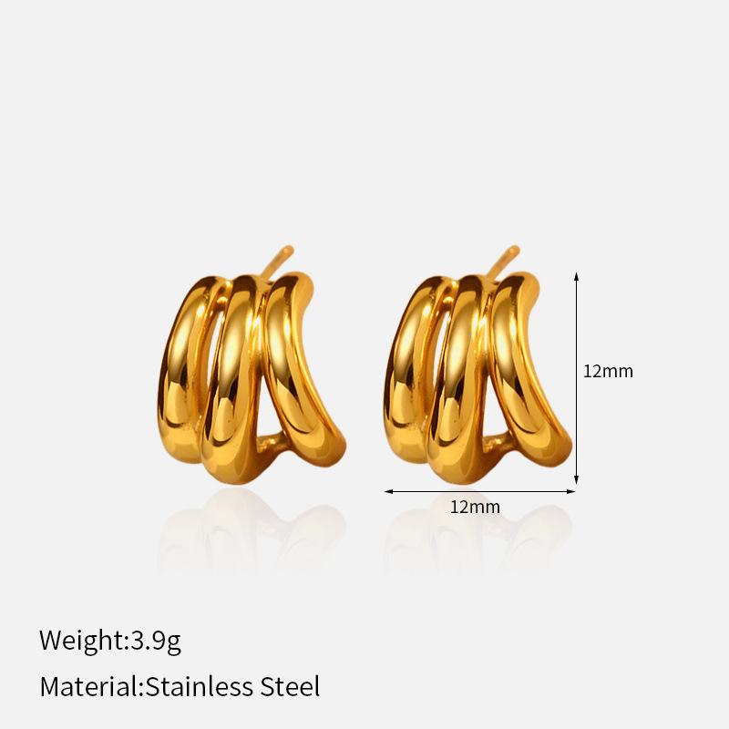 European and American Retro Stainless Steel Stud Earrings Fashionable Versatile 18K Titanium Steel Stud Earrings Creative Irregular Geometric Titanium
