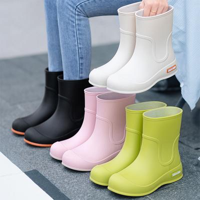 Women's Korean-style Cute Short-tube Student Waterproof Rain Boots Casual Non-slip Wear-resistant Water Shoes for Outdoor Wear
