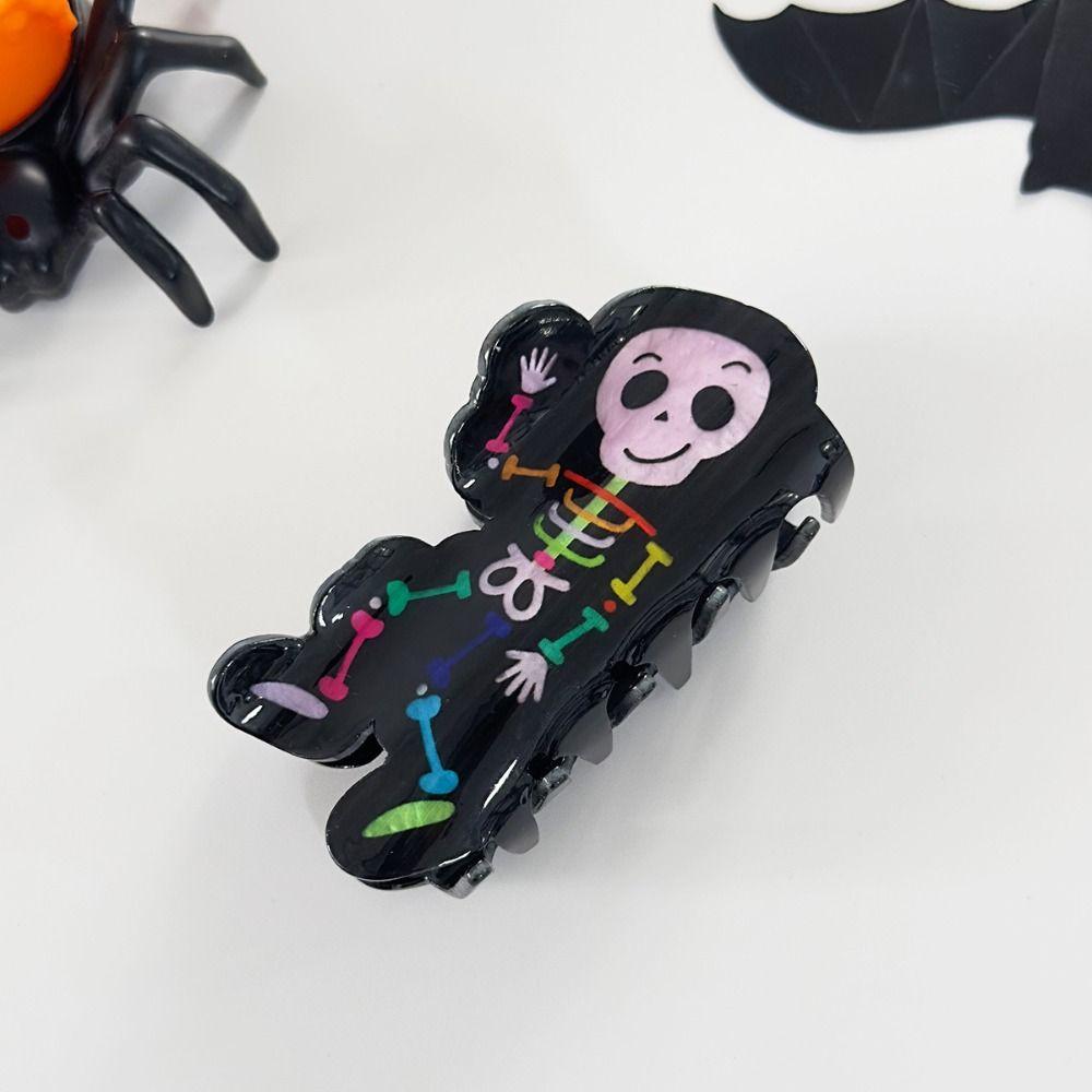 Spider Halloween Hair Claw Acrylic Skeleton Shark Clip Fashion Halloween Themed Gripper  Girls