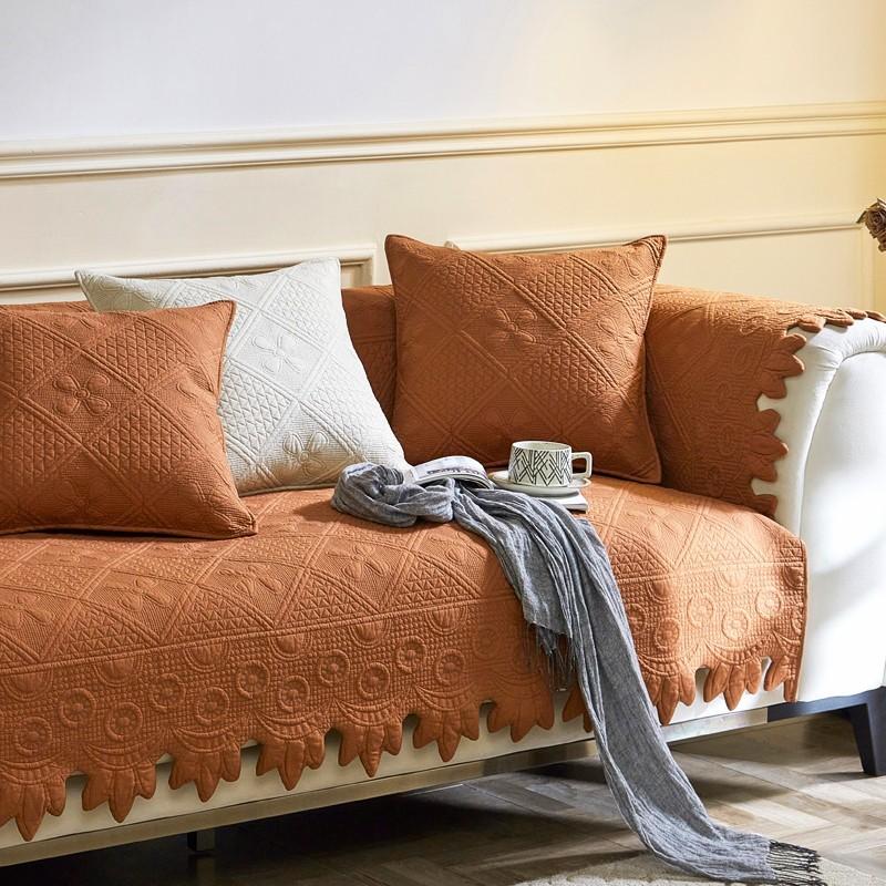 Neues Sofa-Kissen aus reiner Baumwolle für alle Jahreszeiten, rutschfestes und katzenkratzfestes Kissen, leichter Luxus Sofaüberwurf Abdecktuch