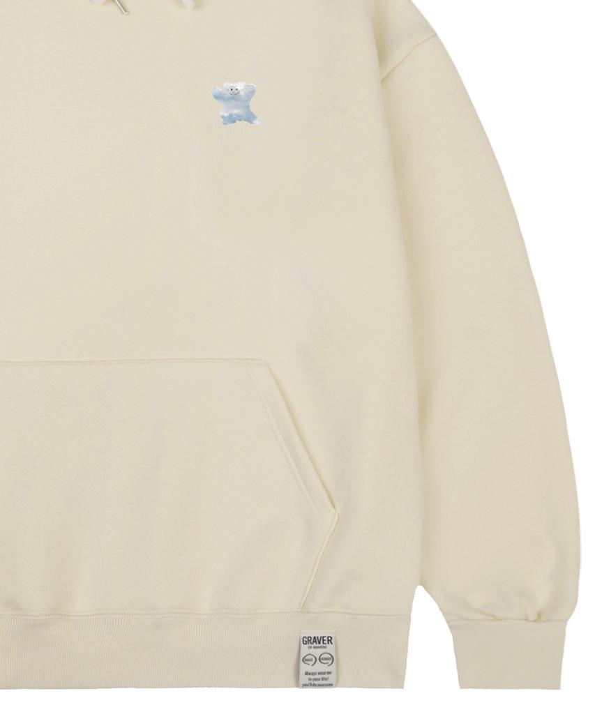 [Unisex] Small Cloud Bear Smile Hoodie_Cream